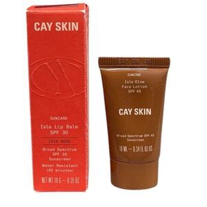 Cay Skin SPF Duo (Isle Lip Balm SPF 30 & Isle Glow Face Lotion SPF 45) New
